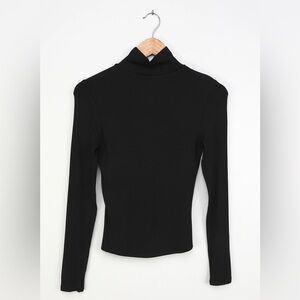 Lulus Sweet Opportunity Black Turtleneck Long Sleeve Top - Small, Ribbed